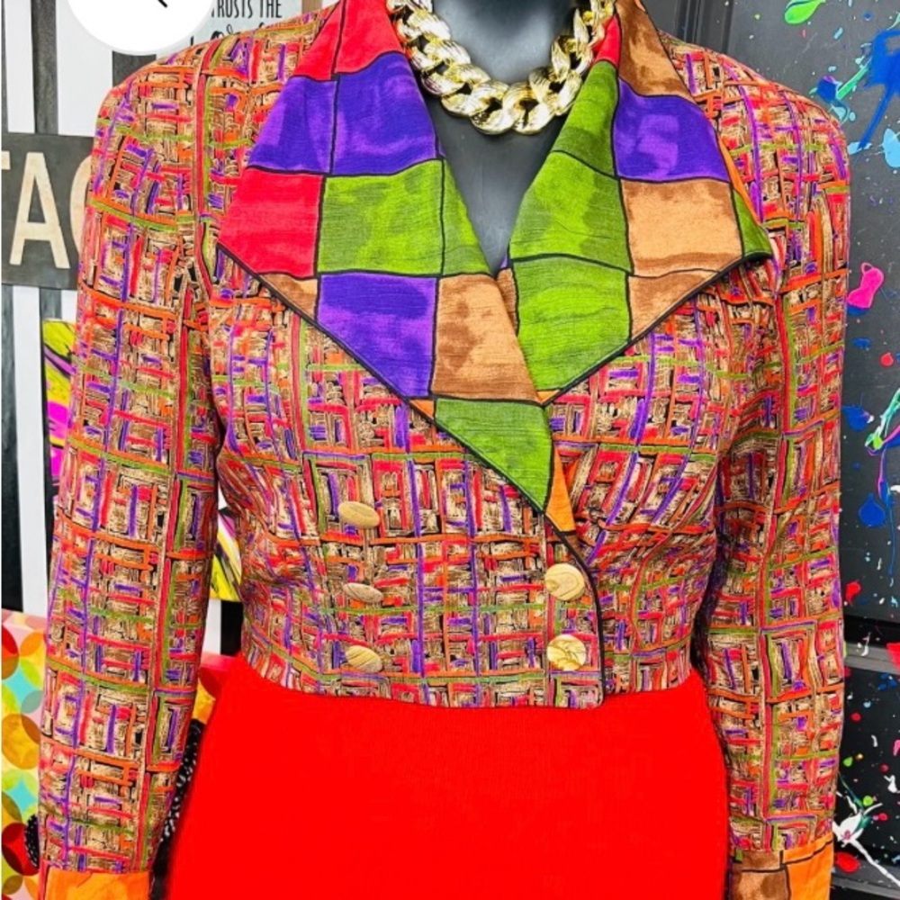 Colorful Women's Jacket with Geometric Pattern